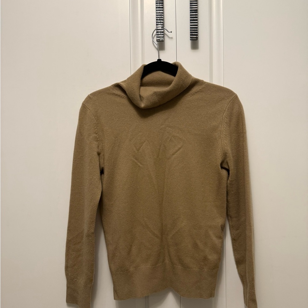 Tan Turtleneck Cashmere Sweater